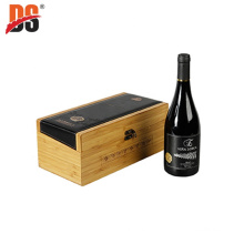 DS Custom PU Leather Stamping  Pattern Bamboo Luxury Wine Packaging Box